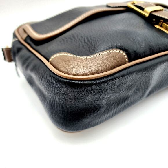 VINTAGE BALENCIAGA BLACK AND BROWN LEATHER TOILETRY BAG - Picture 11 of 16